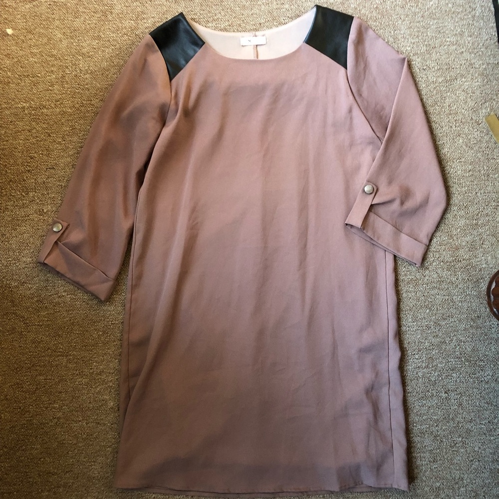 Vegan leather detailed dress